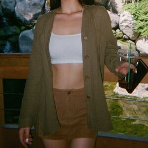 Style Rack - Khaki Green Button Up Front Blouse Shirt Cardigan - Size Small